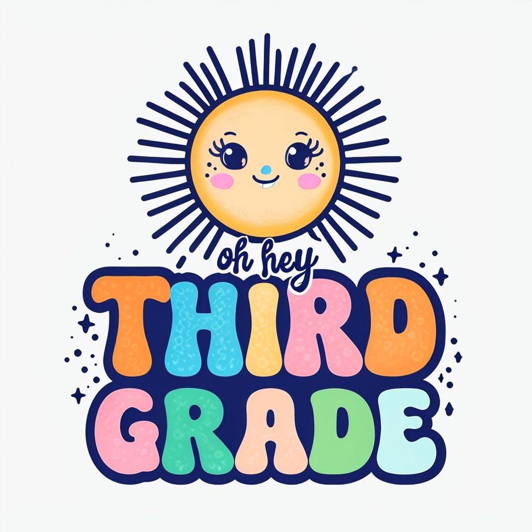 Cheerful Third Grade Clipart With Smiling Sun - Oh Hey Design for Kids ...