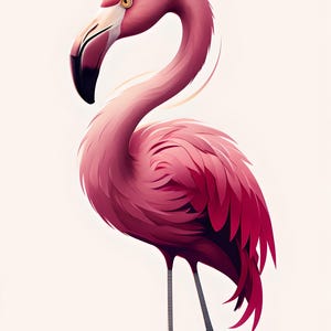 Clipart flamant rose artistique vibrant pour téléchargement immédiat - parfait pour la conception par sublimation et les projets créatifs
