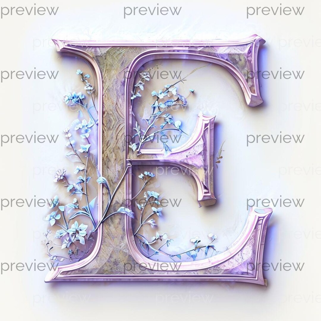 Elegant Ornate Letter E With Floral Embellishments - Digital Art for ...