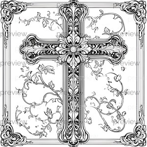 Reich verzierte florales Kreuz Muster für digitales Papier, Geschenkverpackungen und druckbare Projekte