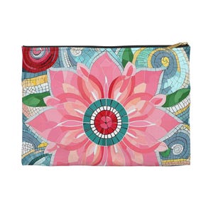 Bolsa de maquillaje/accesorios con diseño floral vibrante, organizador de viaje, regalo para ella, bolso de mano con diseño artístico, clutch floral