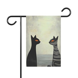 Två katter illustration trädgård & husbanderoll | Svarta och randiga katter