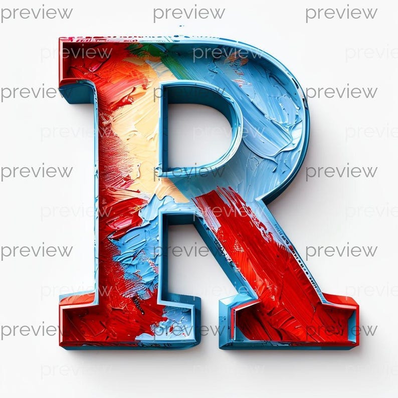 R Bold Textured Letter R in Vibrant Colors - Modern Digital Art for ...