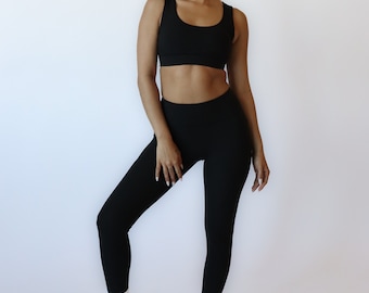 Sujetador deportivo Azalea para mujer, Sujetador de gimnasio de cintura alta y agradable al tacto, Perfecto para yoga, fitness, correr y uso diario, (Negro)