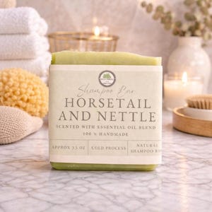Horsetail And Nettle Shampoo Bar: Mineral-rich Herbs Infused Natural Hair Care Herbalist Formulated, Growth, Strength, Travel Friendly
