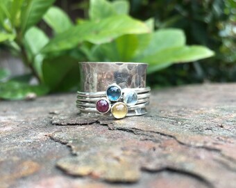 Sterling Silver Multi-Stone Birthstone Ring