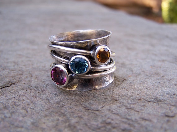 Birthstone Spinner Ring Etsy Canada