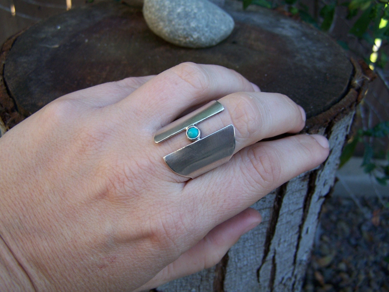 Sterling Silver and Turquoise Open Cuff Ring - Etsy
