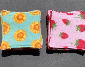 Set of 6 terry cloth and flannel mini washcloth
