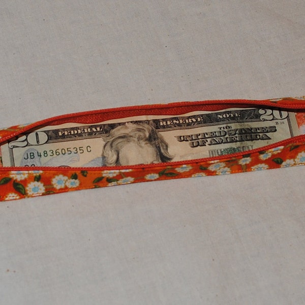 money belt orange with white flowers