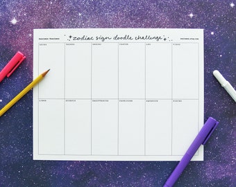Zodiac Sign Doodle Challenge Printable Download