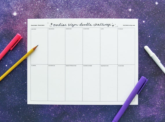 Zodiac Sign Doodle Challenge Printable Download - Etsy