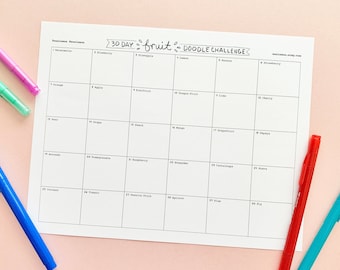 30 Day Fruit Doodle Challenge Printable Download