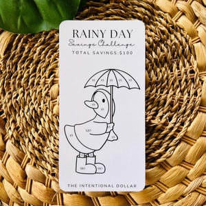Coloring Savings Challenge | Cash Stuffing Challenge |  Individual Savings Challenges for Cash Stuffing | Rainy Day