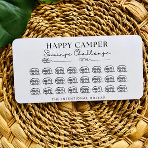 Happy Camper Savings Challenge | Cash Stuffing Challenge |  Individual Savings Challenges for Cash Stuffing