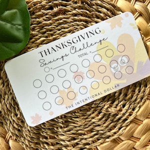 Thanksgiving Savings Challenge | Cash Stuffing Challenge |  Individual Savings Challenges for Cash Stuffing