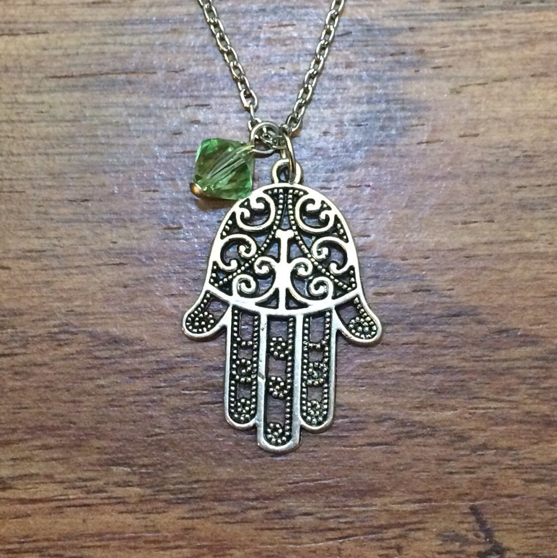 Hamsa Hand of Fatima Necklace with Swarovski Crystal Accent | Etsy