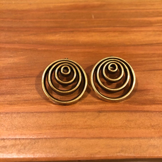 NOS New Vintage Circles Gold Earrings - 1980’s - image 1