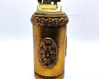 Vintage Gold Ornate Table Lighter - Distressed Patina - Untested But Intact