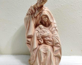 Vintage Religious Christian Decor: Holy Family Statue, Joseph Mary Baby Jesus Figurine, Nativity Scene