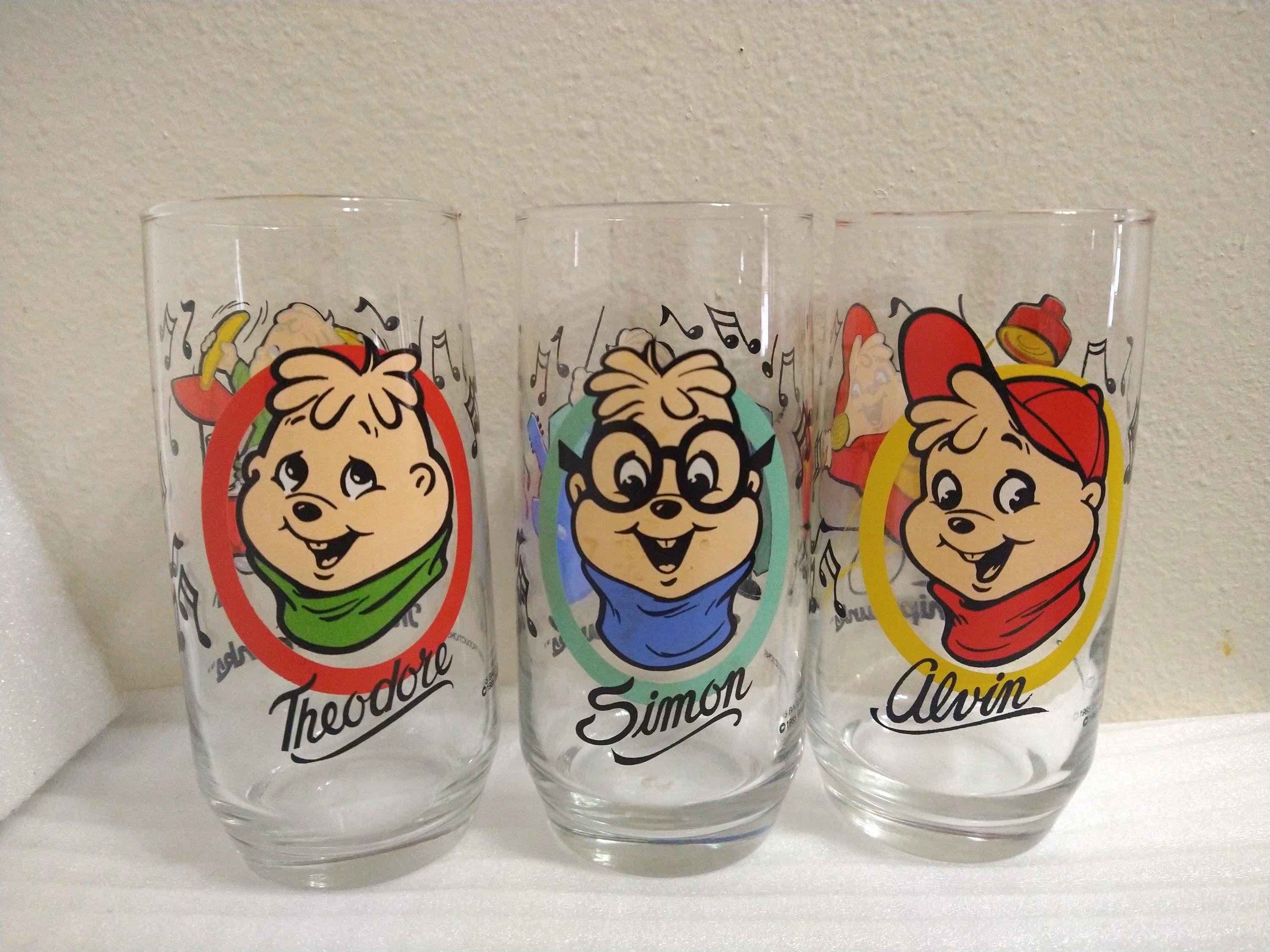 Lot Of 3 Vintage - Alvin And The Chipmunks Drinking Glasses - Alvin, Simon And Theodore - Excellent Condition - Retro Drinkware