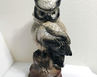 Vintage Owl Planter, Large Ceramic Owl, 12 Inch Woodland Decor