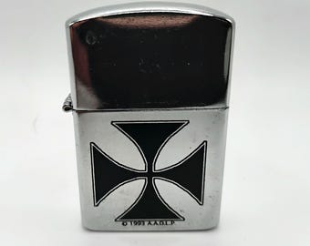 1993 Zippo Style Lighter Iron Cross Design | Vintage Windproof