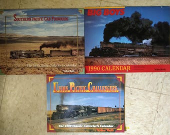 Lot Of 3 Vintage 1990s Train Calendars - 1991, 1992 And 1993