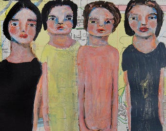 Sister Birthday Gift. Acrylic Figure Painting. Painting Gift for Women. Sister Art Gift. Home Office Wall Decor. Friend Gift.