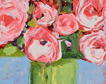 Pink Roses Flower Giclee Print, Made to Order in Many Sizes