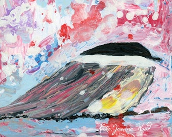 Acrylic Chickadee Bird Painting, Animal Painting,  Wildlife Art No 143