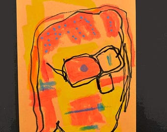 Goofy Silly Humorous Portrait Funny Continuous Line Drawing Paper Art Miz Katie