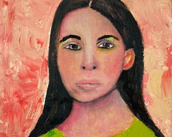 Oil Portrait Painting, Original Artwork, Tired Woman Portrait Painting - After An All Day Drive