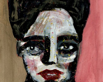 Expressive Woman Portrait Giclee Print, Square Painting Print