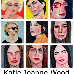 Affordable Cardboard Art, Woman Portrait Art, Pink & Orange Acrylic Painting image 6