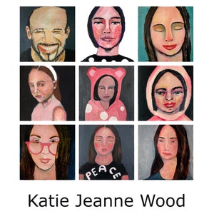 Affordable Cardboard Art, Woman Portrait Art, Pink & Orange Acrylic Painting image 8