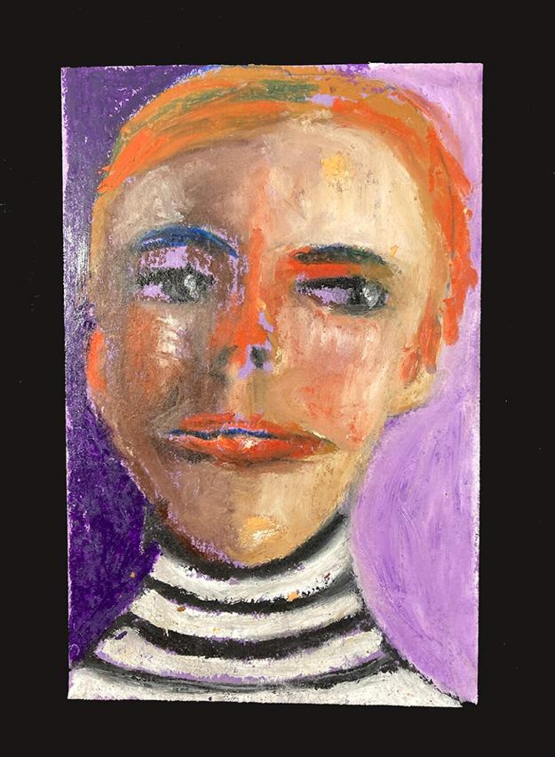 Small Original Oil Pastels Portrait Painting on Paper by Miz Katie - Etsy