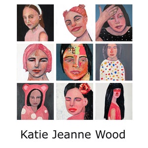 Affordable Cardboard Art, Woman Portrait Art, Pink & Orange Acrylic Painting image 9