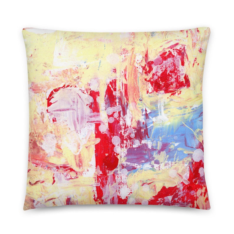 Yellow & Red Living Room Throw Pillow image 0
