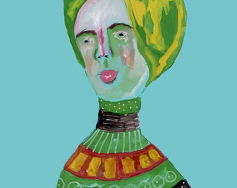 British Lady Portrait Painting Giclee Print, Biscuits & Teaspoon For Her Tea