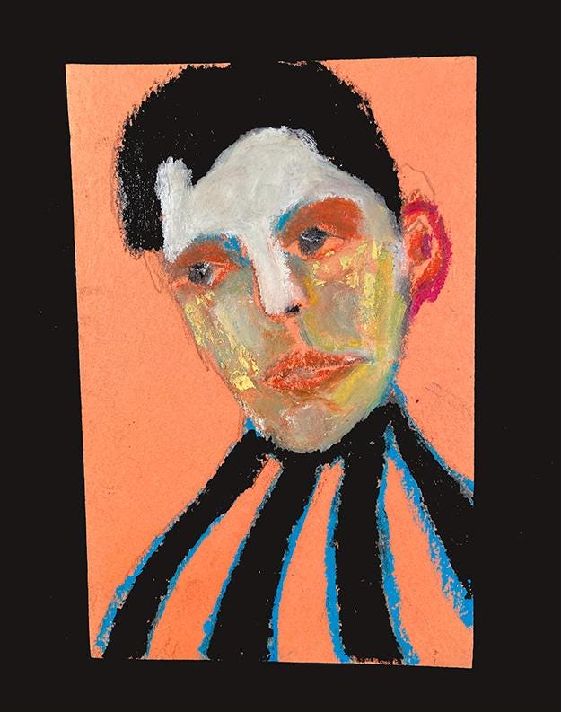 Original Oil Pastels Portrait Painting of a Man by Miz Katie - Etsy
