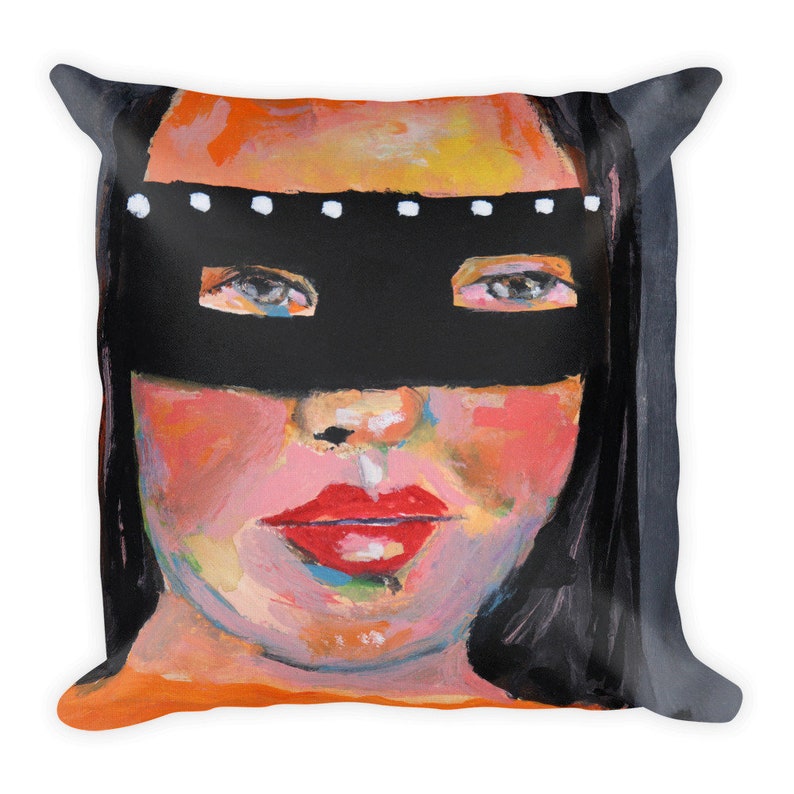 Halloween Mask Premium Pillow. Living Room Cushion. Bedroom image 0