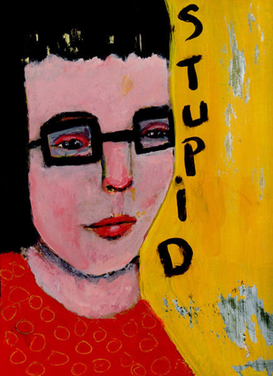 Stupid Haircut Portrait Painting Print | Etsy