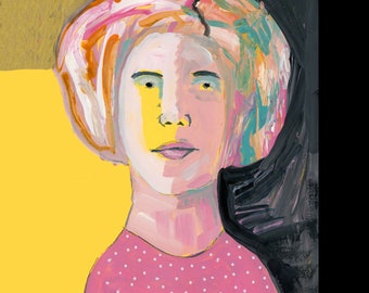 Colorful Abstract Woman Portrait Giclee Print Collectible Wall Art