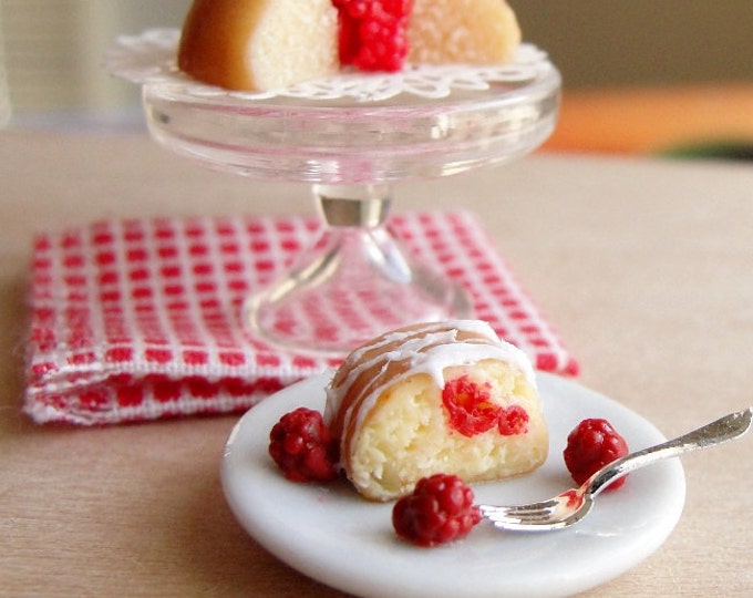 Dollhouse Miniature Food Raspberry Bundt Cake Slice Etsy