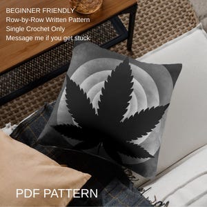 Hemp Leaf Crochet Pattern PDF, Single Crochet Written Instructions for Pillow, Tote Bag, Wall Hanging, or Afghan Block