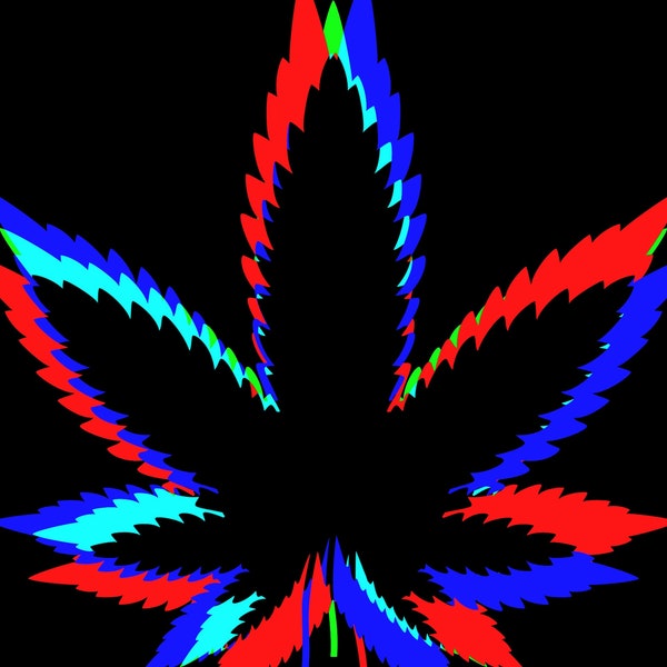 Marijuana Leaf Black Red Blue - 6 Colors - 60 stitches wide x 81 rows high - Crochet Pattern - Pillow-Tote Bag-Afghan-Blanket-Wall Hanging