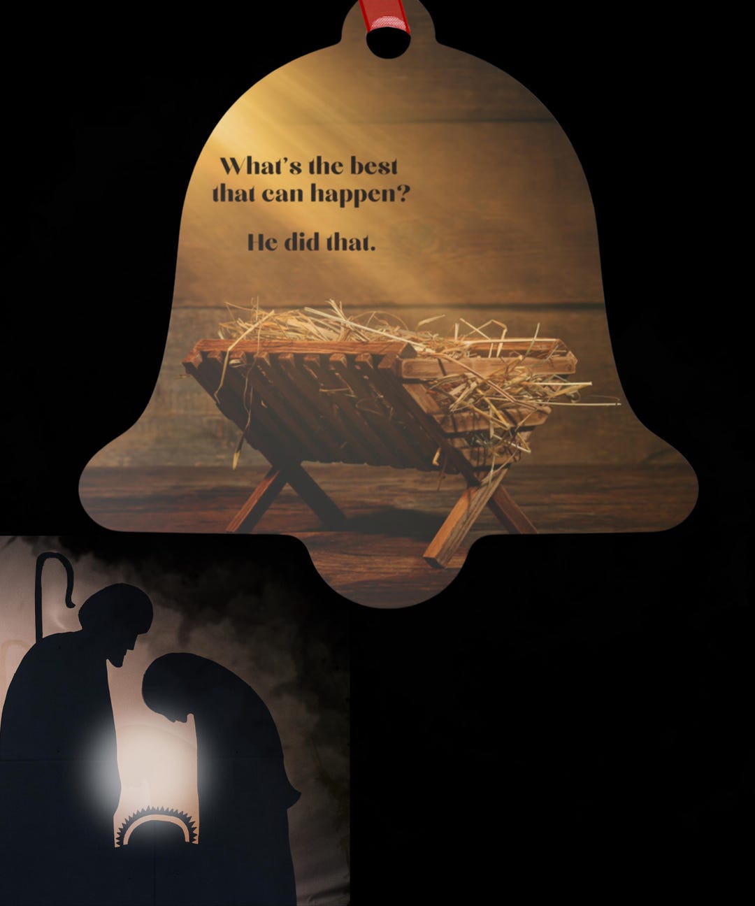 Personalized Beautiful Jesus Birth Metal Ornament, Table Name Place