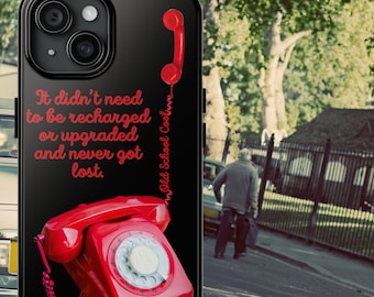 Personalized Old School Phone Cover, Retro nostalgic iPhone Cover, Old School is Cool, Fun rotary red phone, Gift for Nonna Uncle Dad Mom