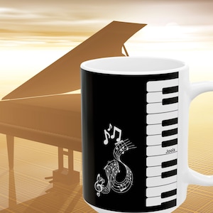 Personalized Piano Ceramic Mug (11oz, 15oz) Funny or Classic, Gift for Pianist Musician Music Teacher Student Classical Orchestra Coffee Cup